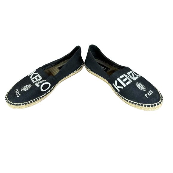 Kenzo Paris Black Canvas Logo Espadrilles Flats 37 EU 6.5 US Classic Summer - Picture 8 of 9